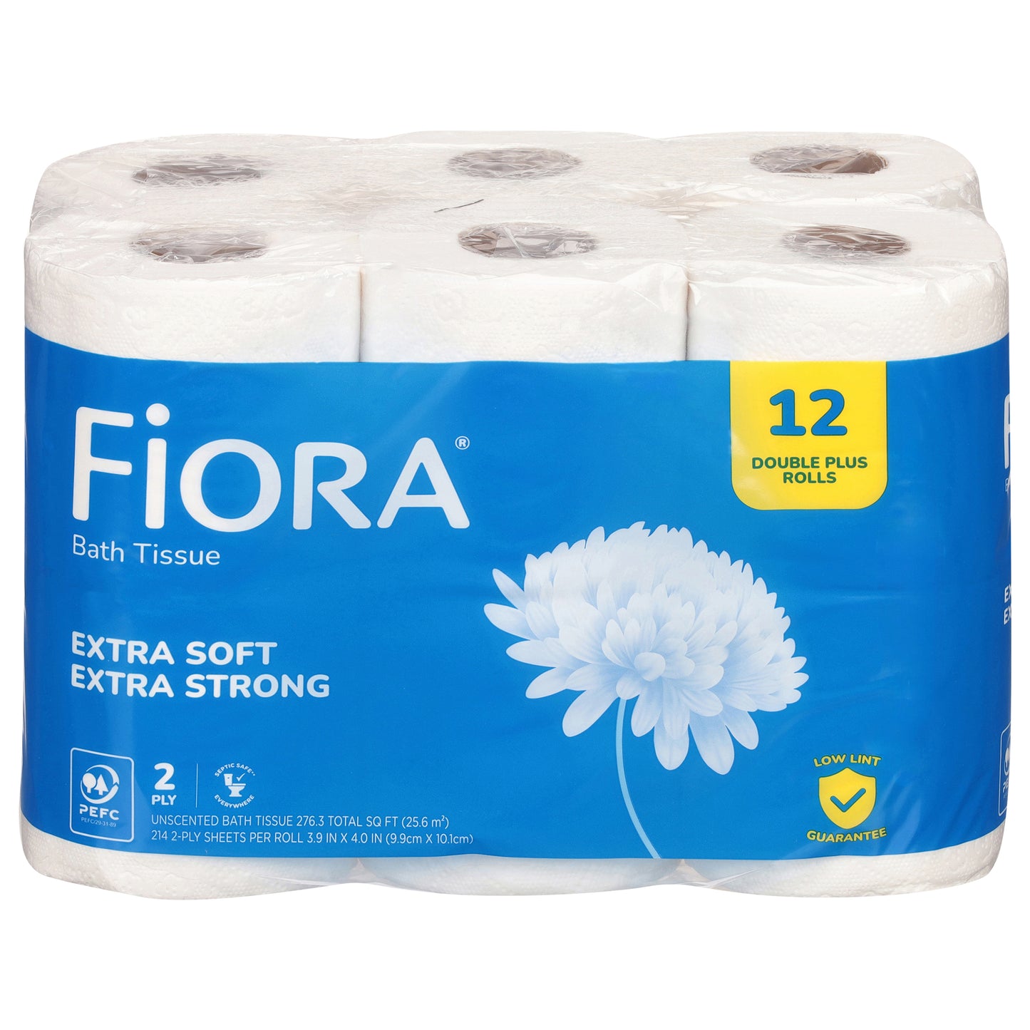 Fiora 2-Ply Extra Soft Extra Strong Unscented Double Plus Rolls Bath Tissue 12 Rolls