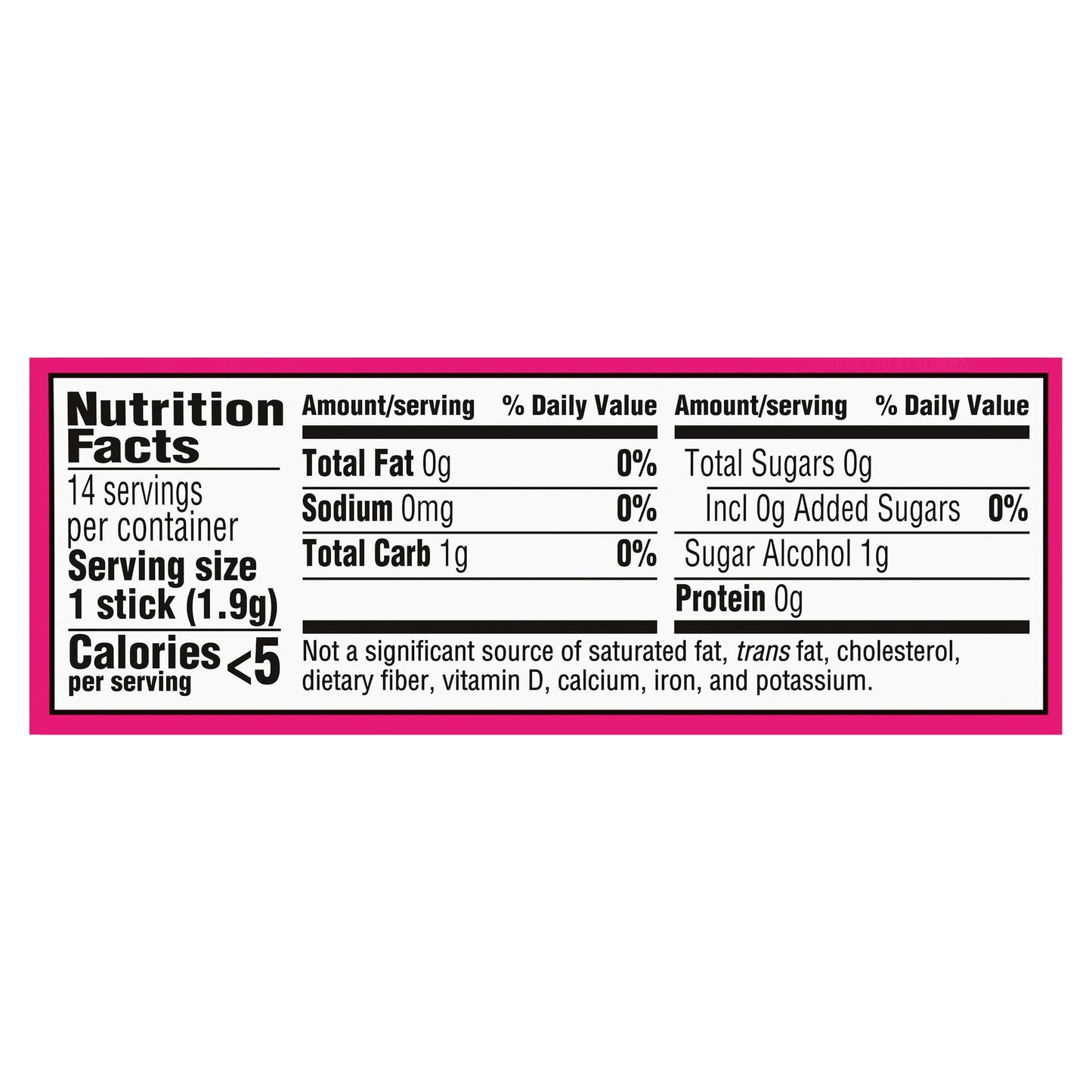 MONDELEZ GLOBAL LLC (SNACKS US) TRIDENT Bubblegum 14PC Sleeve Top 623749 516483 - TRIDENT Redesign US - WAVE 1 14 STICKS English