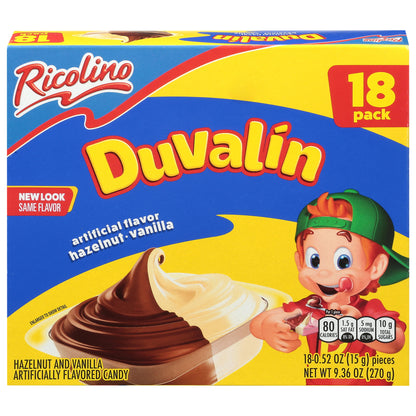 Ricolino Duvalin Hazelnut and Vanilla Candy 18 - 0.52 oz Packs