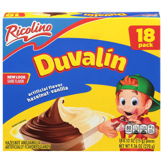 Ricolino Duvalin Hazelnut and Vanilla Candy 18 - 0.52 oz Packs