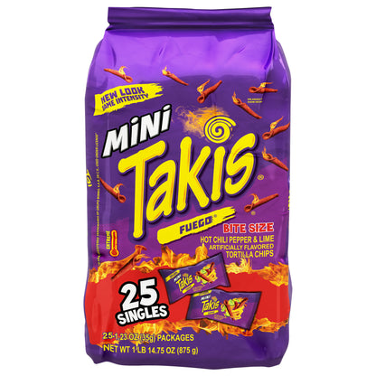 Takis Fuego Mini Bit Size Tortilla Chips 25 Ct 1 Lb 14.75 Oz (875g)