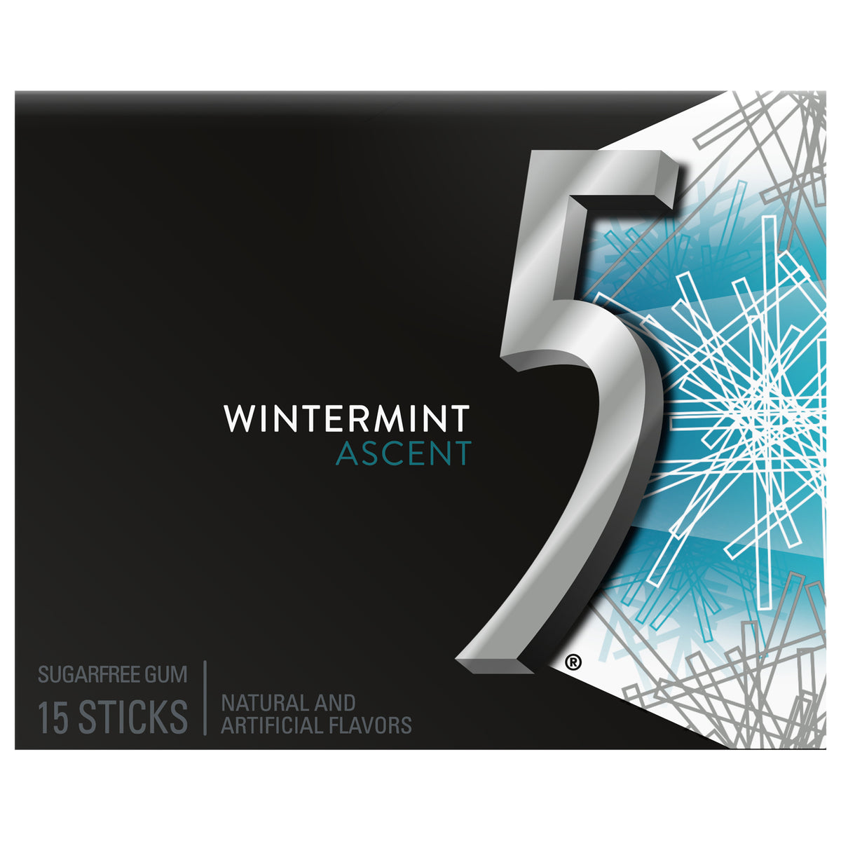 5 Gum Wintermint Ascent Sugar Free Chewing Gum, 15 Piece Single Pack