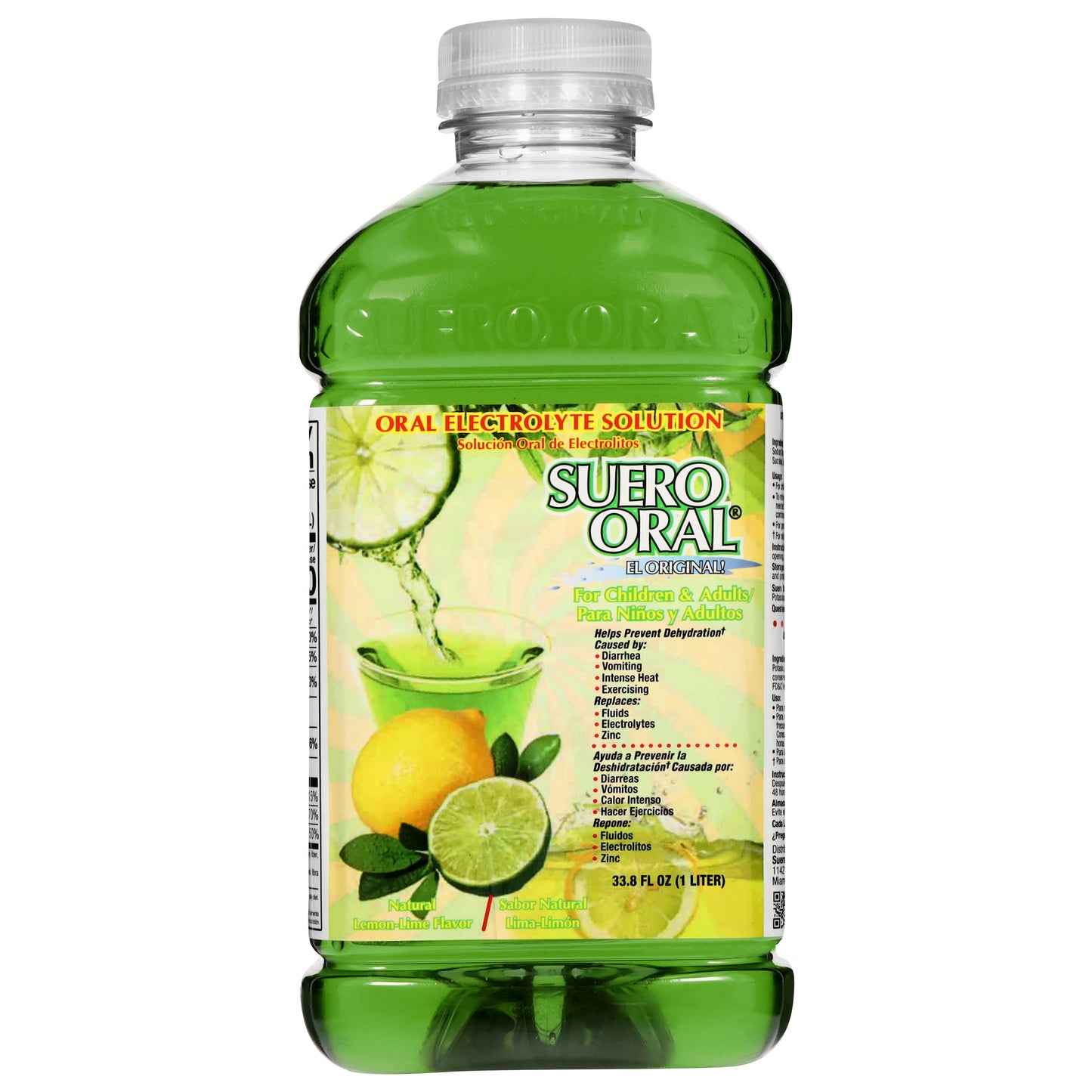 Suero Oral Natural Lemon-Lime Flavor Oral Electrolyte Solution 33.8 fl oz