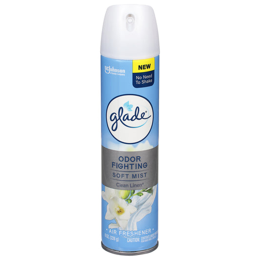 Glade Odor Fighting Soft Mist Clean Linen Air Freshener 8 oz