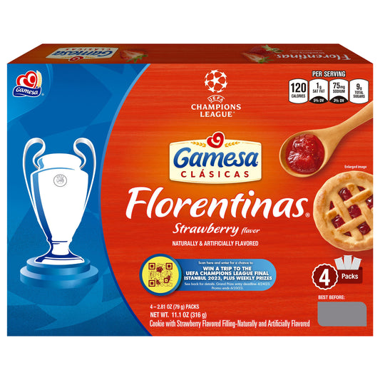 Gamesa Florentinas Cookie Strawberry Naturally And Artificially Flavored 2.81 Oz 4 Count