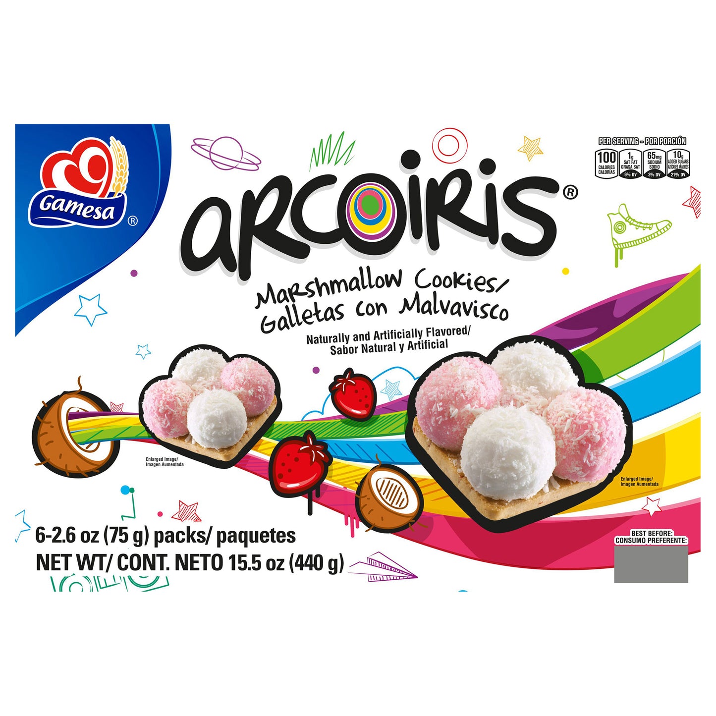 Gamesa Arcoiris Marshmallow Cookies Naturally And Artificially Flavored 15.5 Oz 6 Count