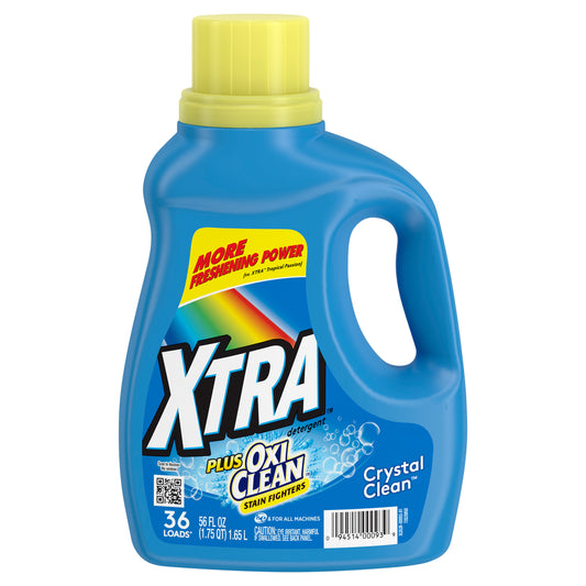 XTRA Plus OxiClean, Crystal Clean, 36 Loads Liquid Laundry Detergent, 56 Fl oz