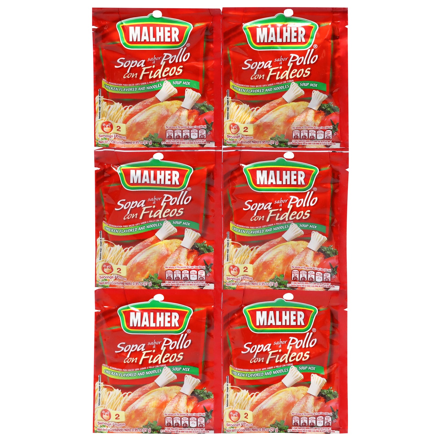 Malher Chicken Flavored Noodles Soup Mix 6 - 0.95 oz Packets