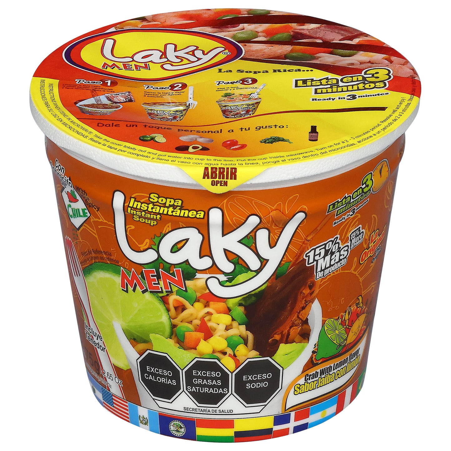 Laky Men Crab with Lemon Flavor Cup Ramen 2.65 oz