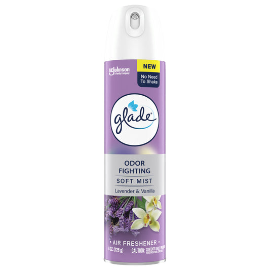 Glade Odor Fighting Soft Mist Air Freshener Room Spray, Lavender Vanilla, 8.0oz, 1pk
