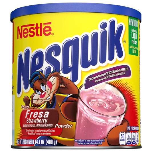 NESQUIK Strawberry Flavored Powder 14.1 oz Canister