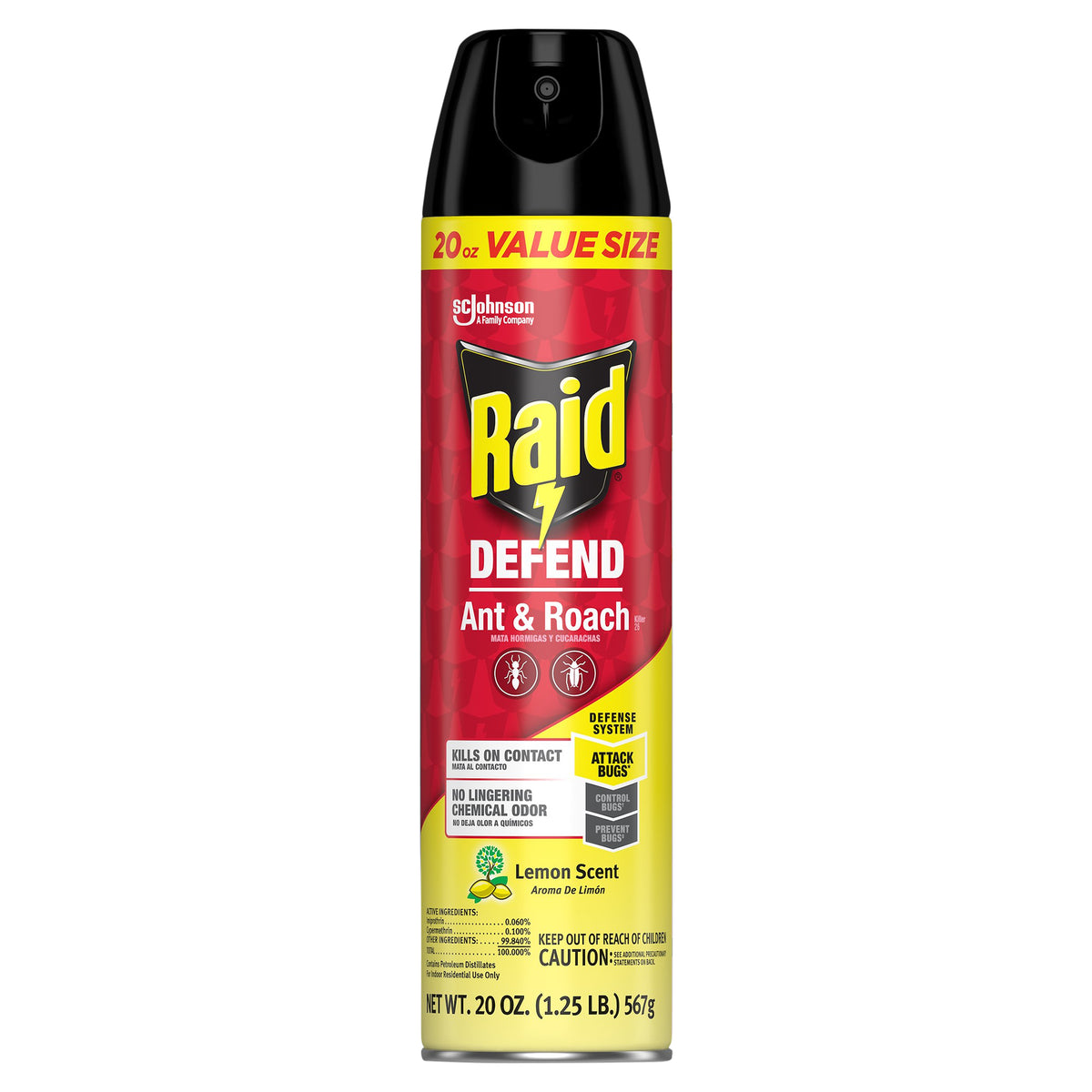 Raid Defend Lemon Scent Ant & Roach Killer 20 oz