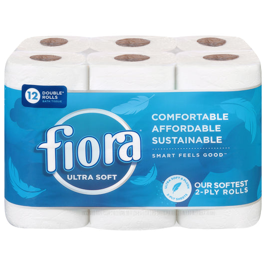 Fiora 2-Ply Double Rolls Ultra Soft Unscented Bath Tissue 12 ea