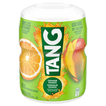Tang Drink Mix, 1 Canister, for Flavorful Hydration and Shareable Refreshment, Orange Mango, Good Source of Calcium, 100% Daily Value of Vitamin C, 19.7 oz