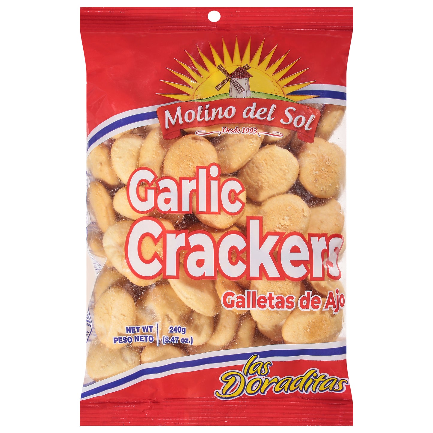 Molino del Sol Garlic Crackers 8.47 oz