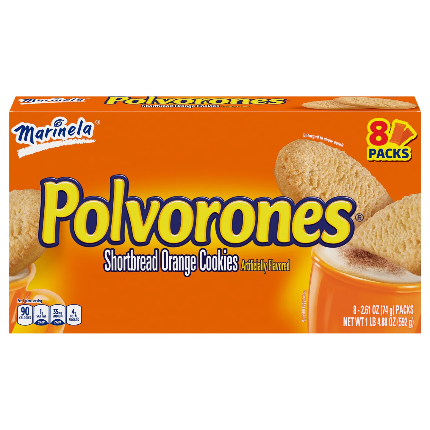 Marinela Polvorones Orange Shortbread Cookies, 8 count, 20.88 oz
