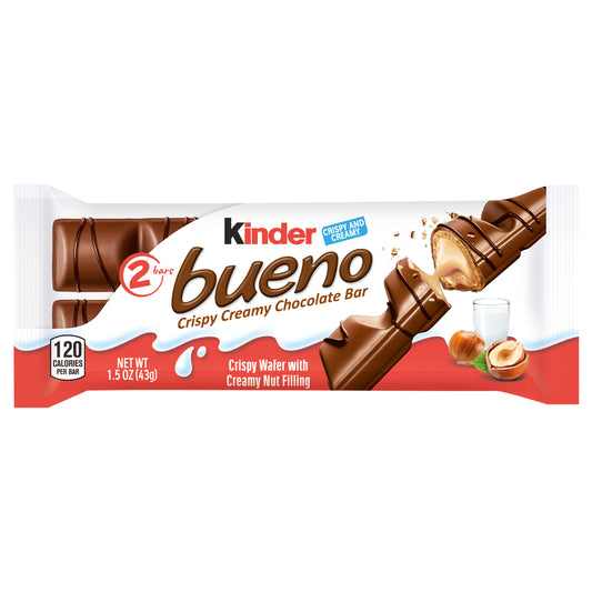 Barrita de chocolate Kinder Bueno crujiente y cremosa (2 unidades)