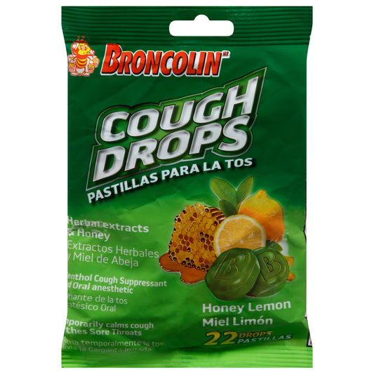 Broncolin Honey Lemon Cough Drops 22 ea