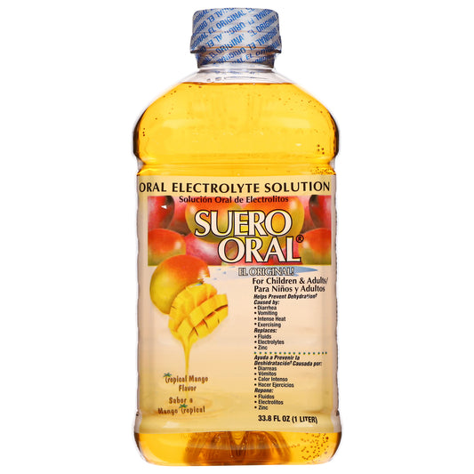 Suero Oral Tropical Mango Flavor Oral Electrolyte Solution 33.8 fl oz