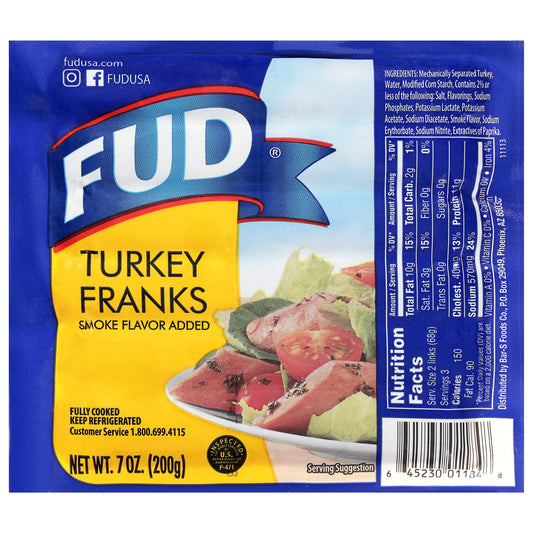 FUD Turkey Franks 7 oz