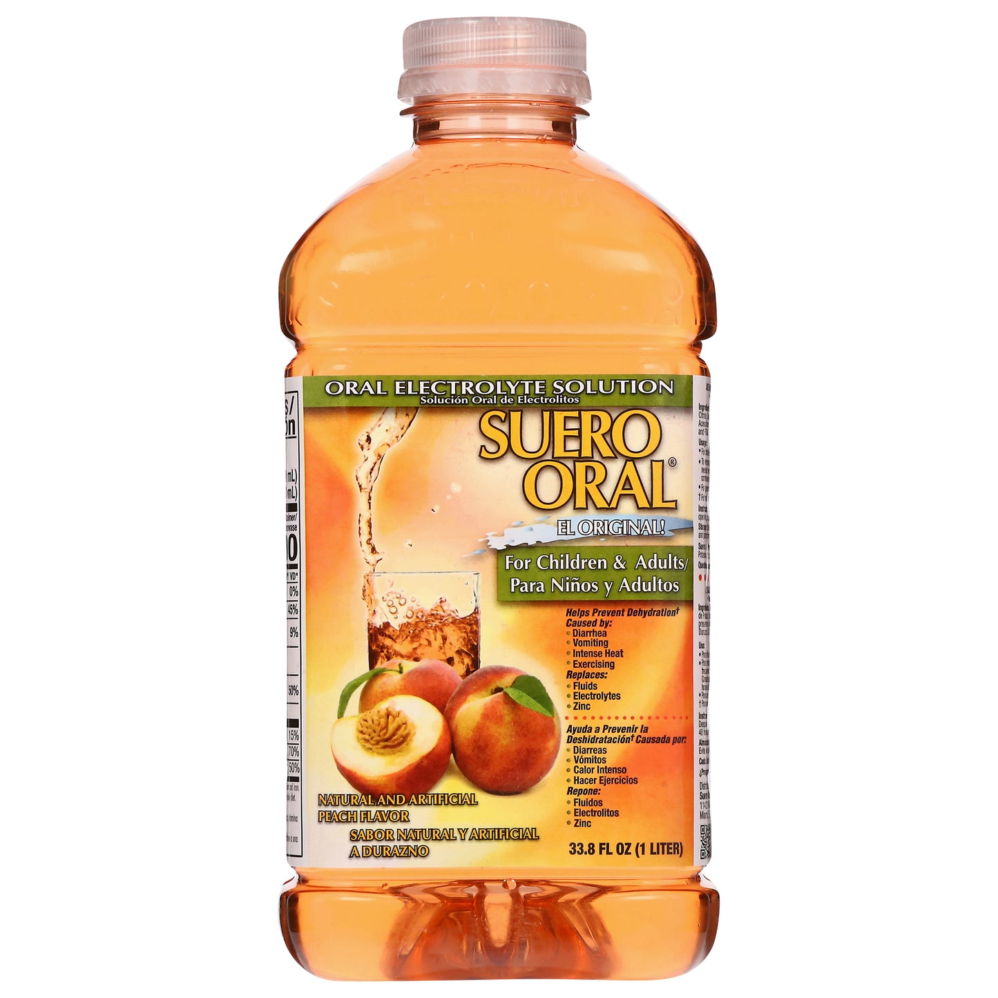 Suero Oral Peach Flavor Oral Electrolyte Solution 33.8 fl oz