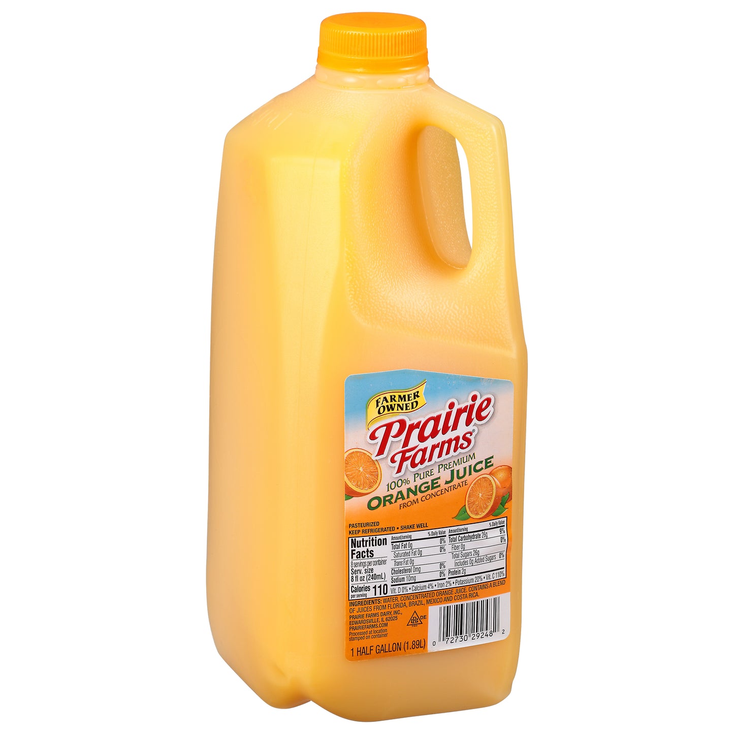 Prairie Farms From Concentrate 100% Pure Premium Orange Juice 0.5 gl