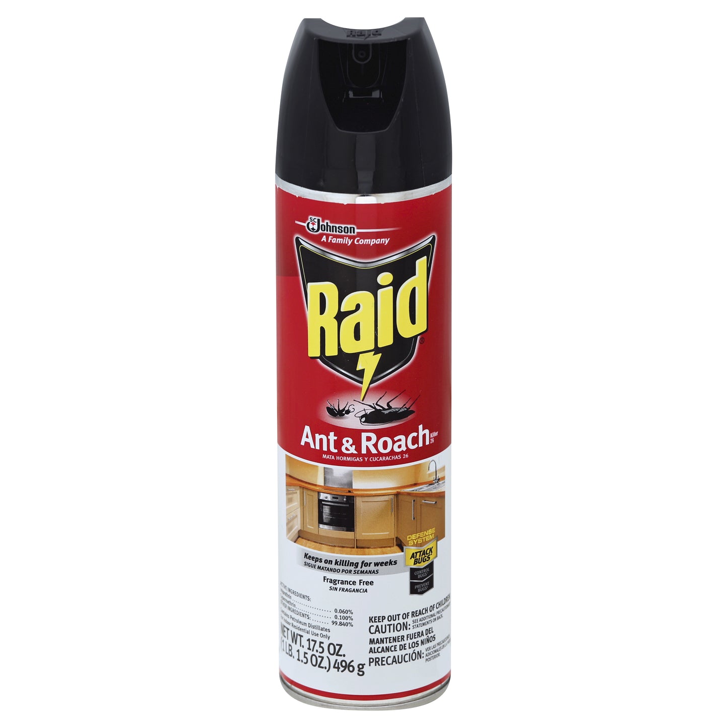 Raid, insecticida para hormigas y cucarachas, 500 g (17.5 oz) - Sin fragancia
