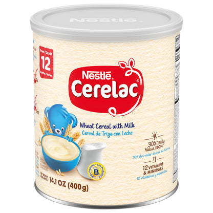 Nestle Cerelac 12 Months with Milk Wheat Cereal 14.1 oz Cereal Canister