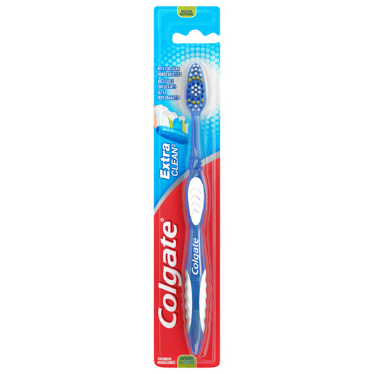 Cepillo de Dientes Colgate Extra Clean con Cabezal Completo, Mediano - 1 Unidad