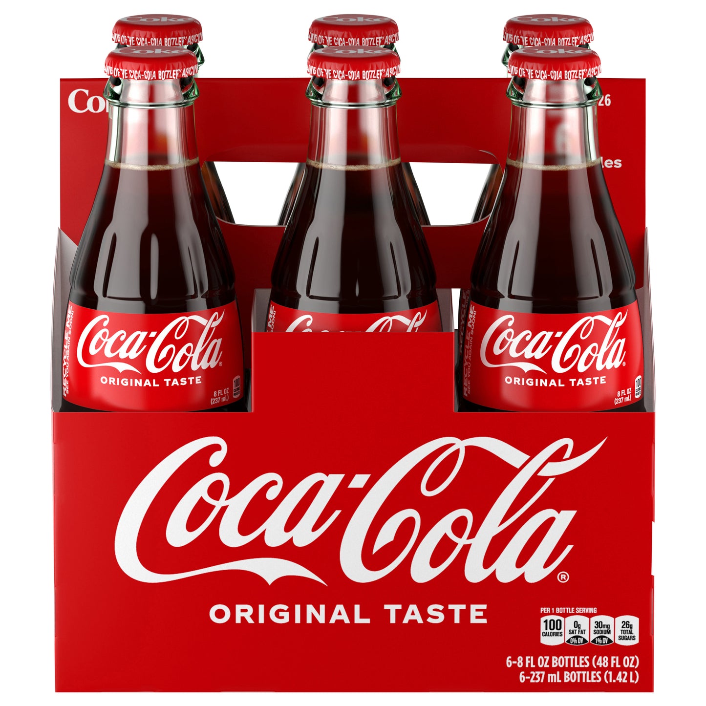 Botellas de vidrio de Coca-Cola, 8 onzas líquidas, paquete de 6