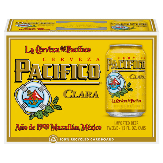 Pacifico Clara Mexican Lager Beer, 12 pk 12 fl oz Cans, 4.4% ABV