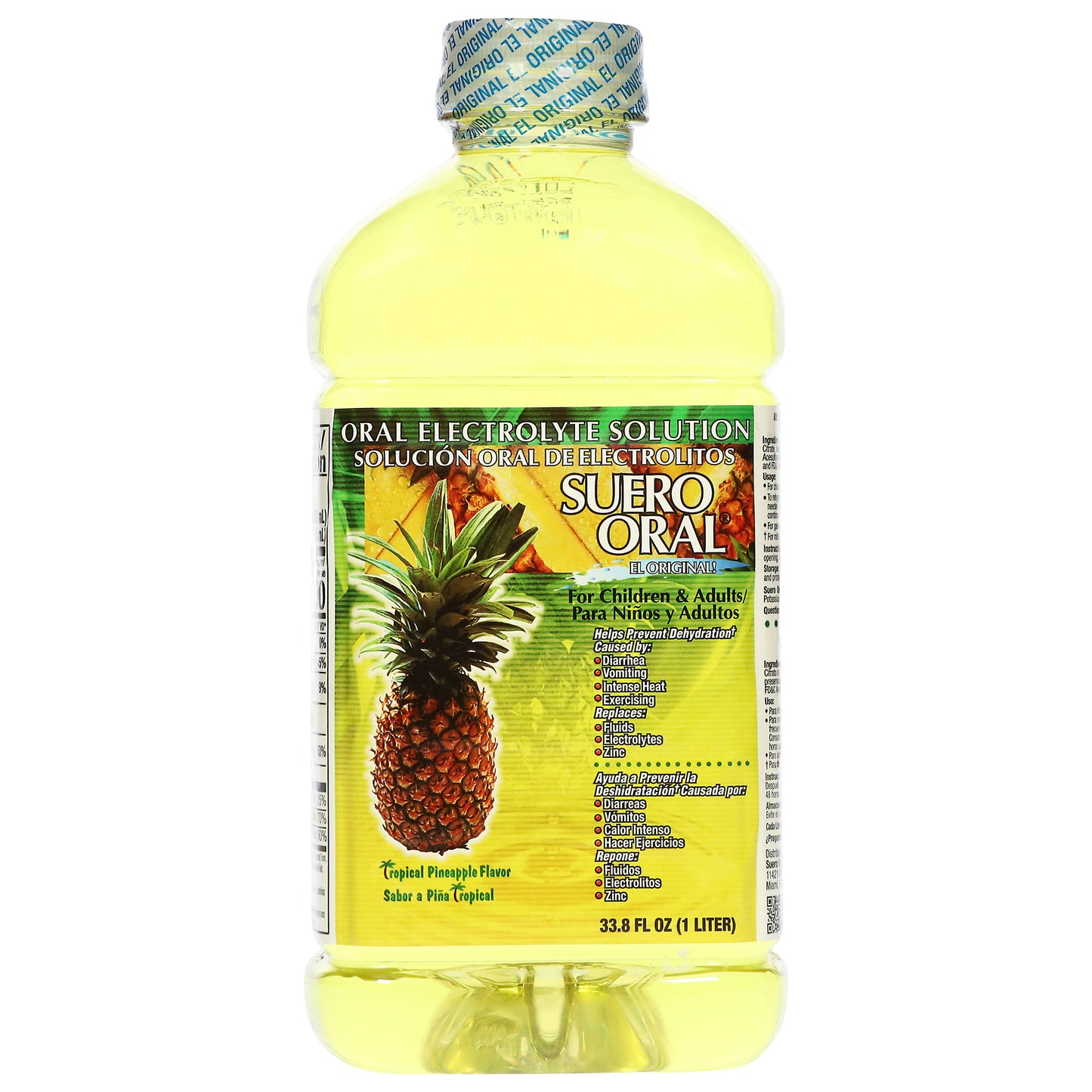 Suero Oral Tropical Pineapple Flavor Oral Electrolyte Solution 33.8 fl oz