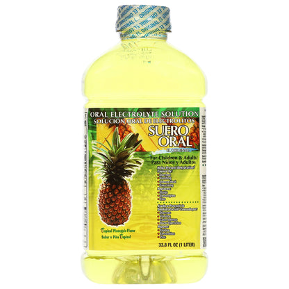Suero Oral Tropical Pineapple Flavor Oral Electrolyte Solution 33.8 fl oz