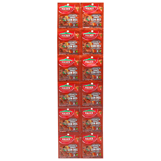 Malher Tomato and Beef Flavored Bouillon 12 - 0.35 oz Packets