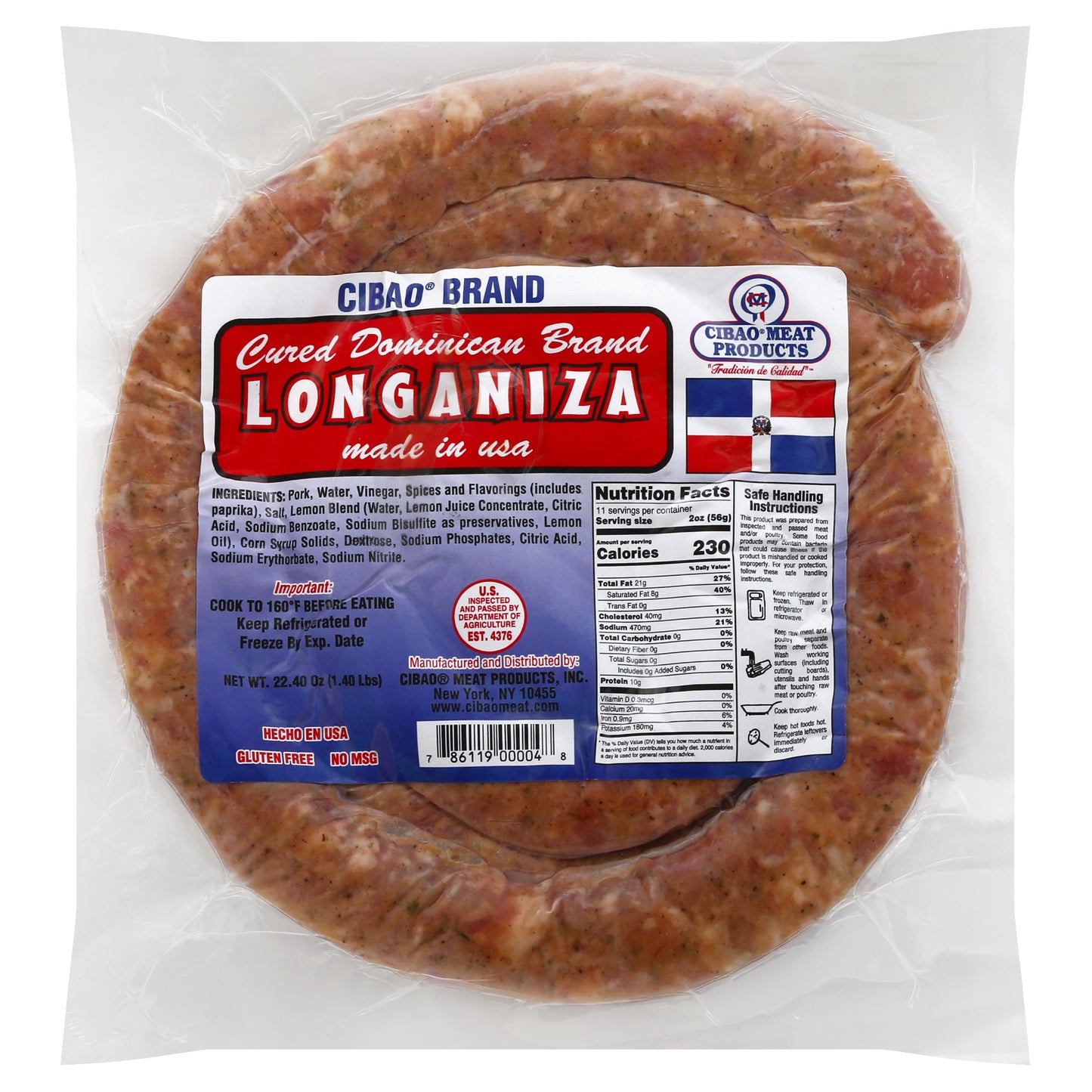 Cibao Brand Longaniza 22.4 oz