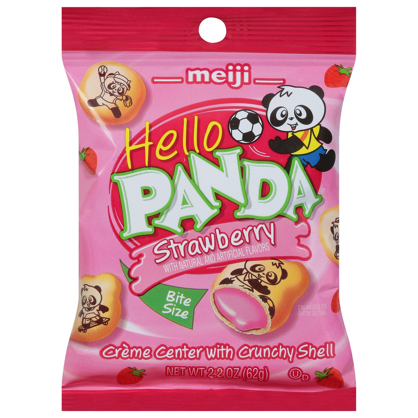 Galletas de fresa Meiji Hello Panda, tamaño bocado, 62 g
