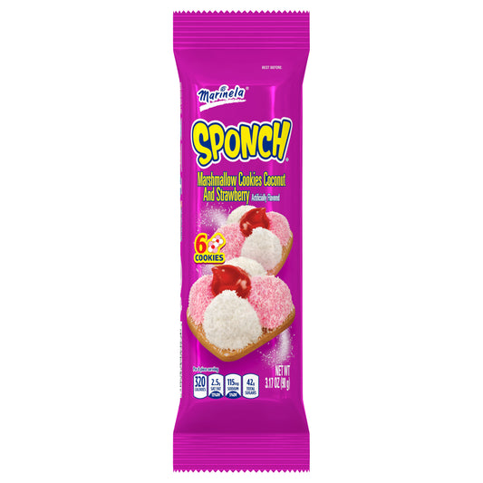 Marinela Sponch Coconut and Strawberry Marshmallow Cookies, 6 count, 3.17 oz