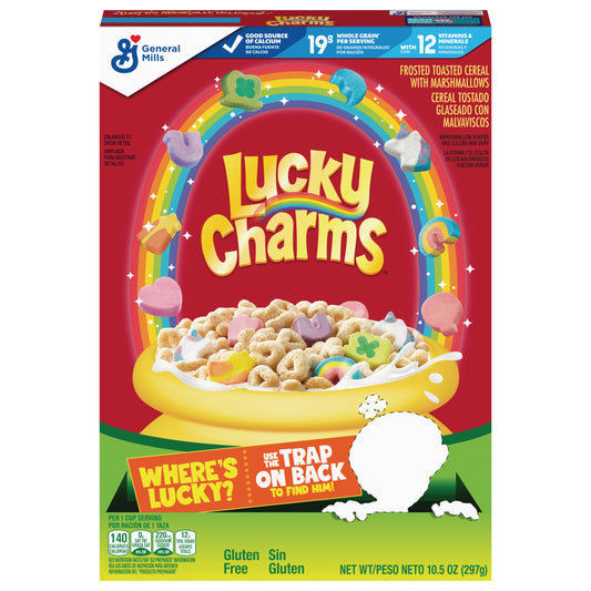 Lucky Charms Gluten Free Cereal with Marshmallows, Kids Breakfast Cereal, Made with Whole Grain, 10.5 oz