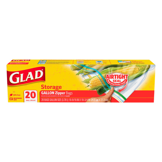 Glad Gallon Storage Zipper Bags 20 ea
