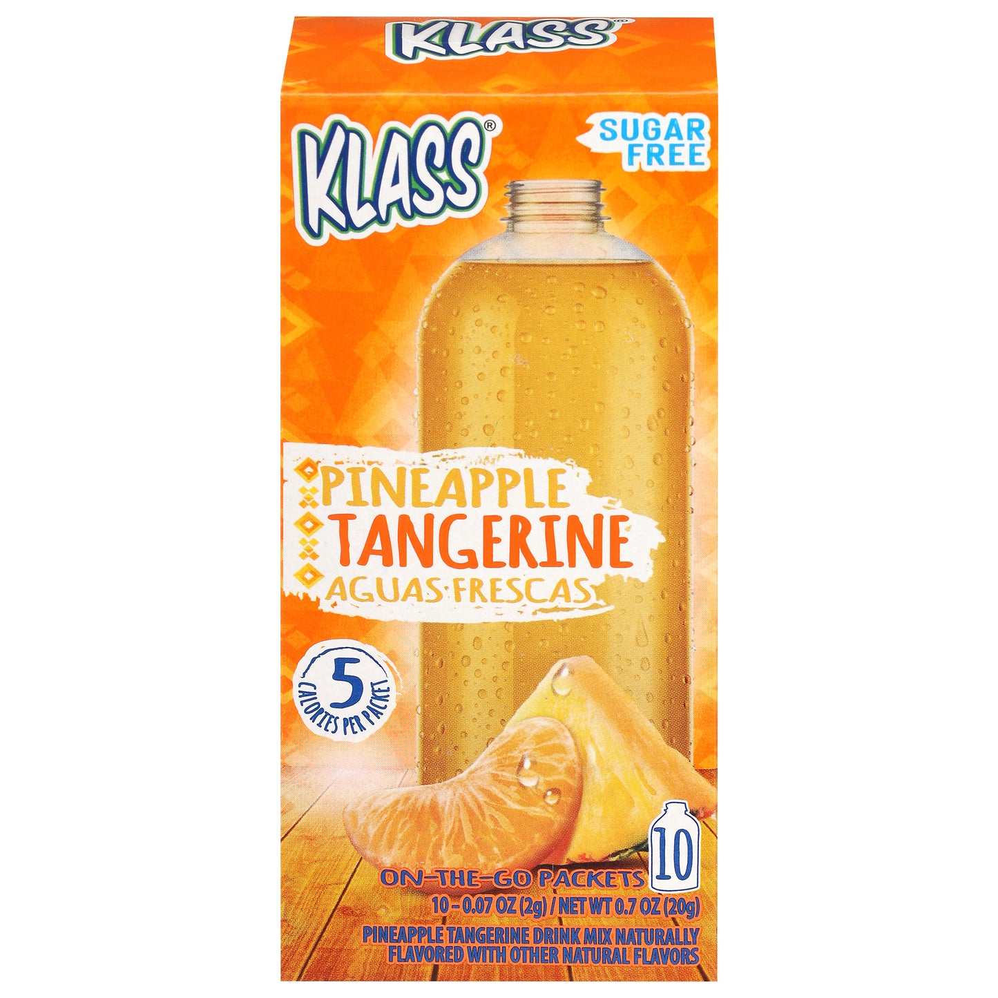 Klass Aguas Frescas Sugar Free Pineapple Tangerine Drink Mix 10 - 0.07 oz On-The-Go Packets
