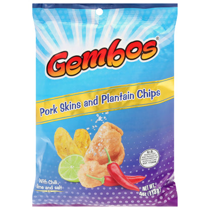 Gembos Pork Skins and Plantain Chips with Chili, Lime and Salt 4 oz