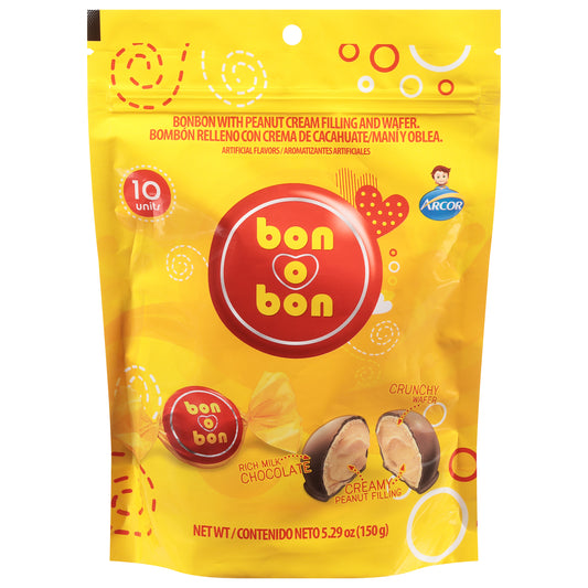 Bonbon Bon O Bon con relleno de crema de cacahuete y oblea 10 unidades