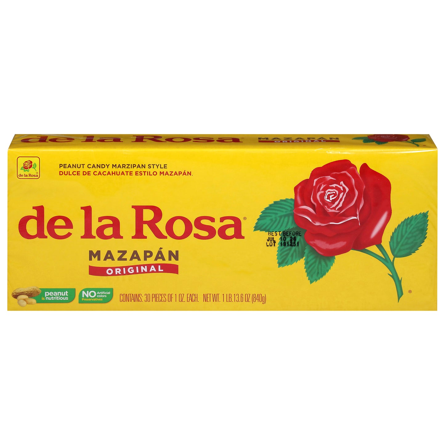 De La Rosa Marzipan Style Original Peanut Candy 30 - 1 oz Each