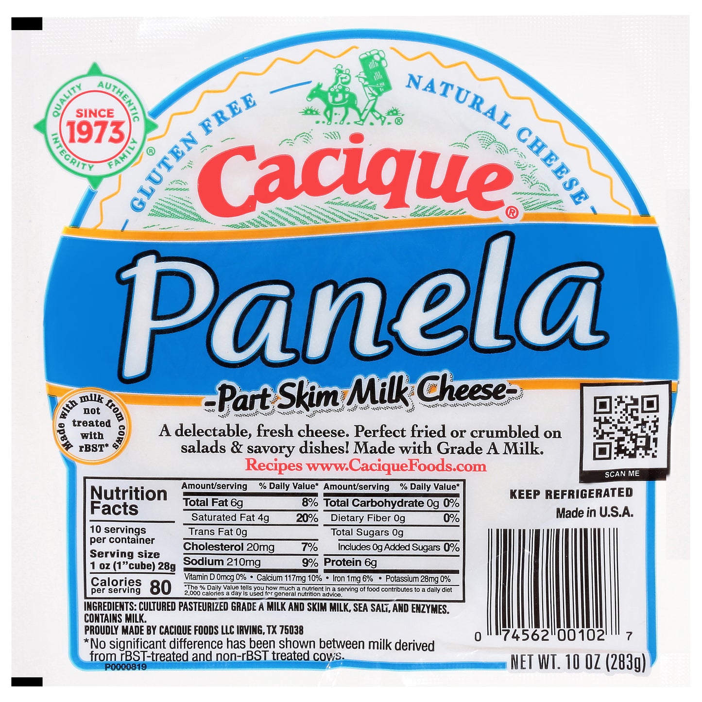 Cacique Panela Part Skim Milk Cheese 10 oz
