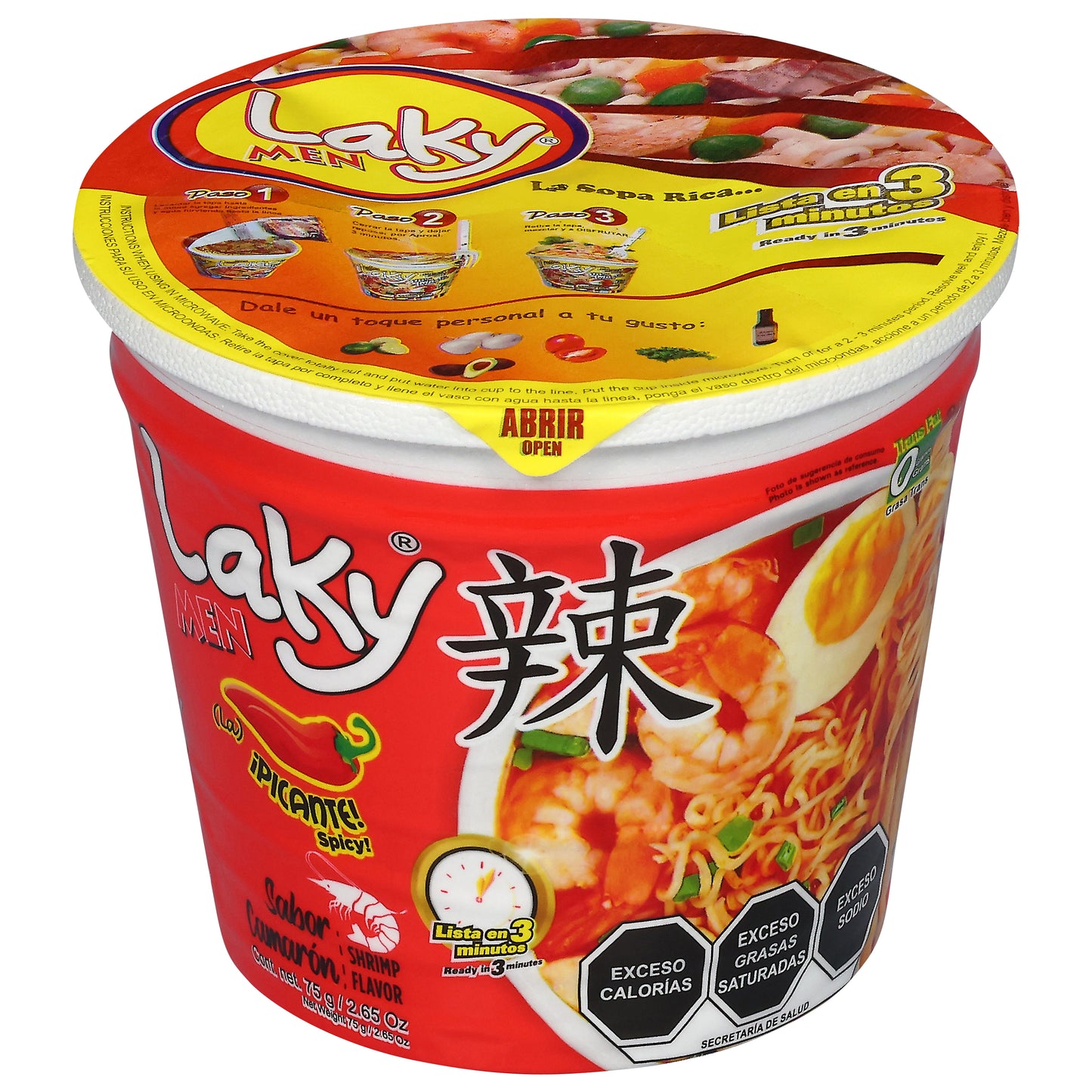 Laky Men Sopa instantánea sabor camarón 75 g