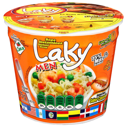 Laky Men Instant Shrimp Flavor Soup with Hot Spicy Chile 2.65 oz