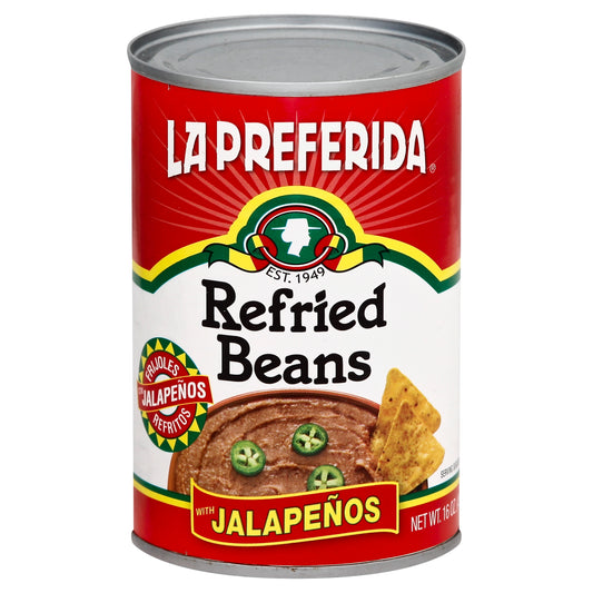 La Preferida Refried Beans with Jalapenos 16 oz