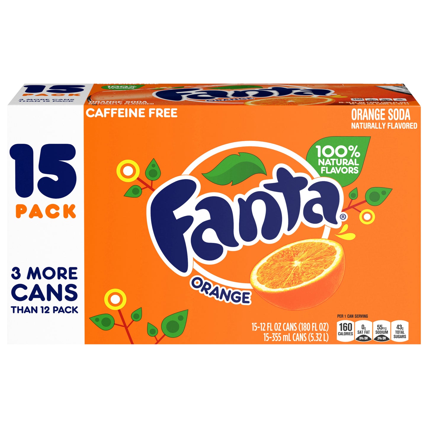 Fanta Orange Soda Cans, 12 fl oz, 15 Pack