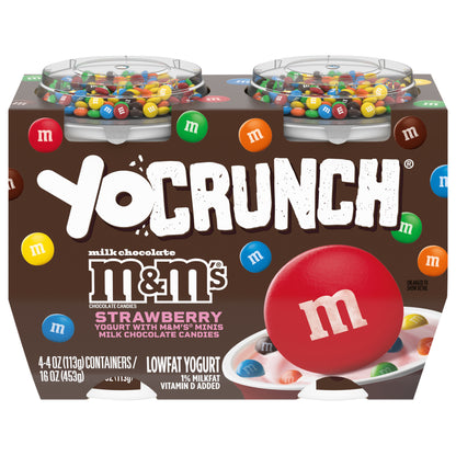 YoCrunch Strawberry Low Fat Yogurt with Mini M&Ms(R), 4 Ct, 4 OZ Yogurt Cups