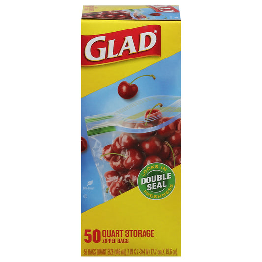 Glad Quart Zipper Storage Bags 50 ea